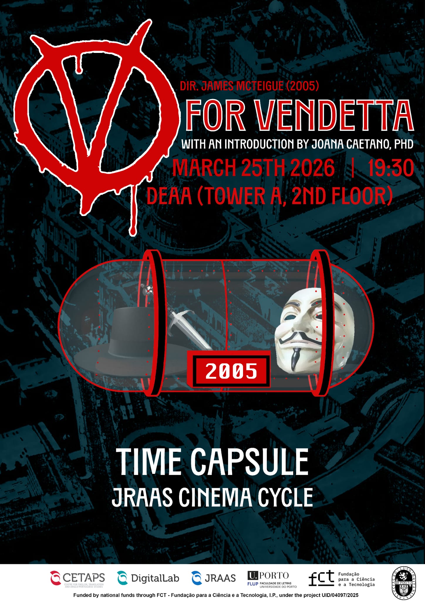 poster for the V for Vendetta (2005) cinema session